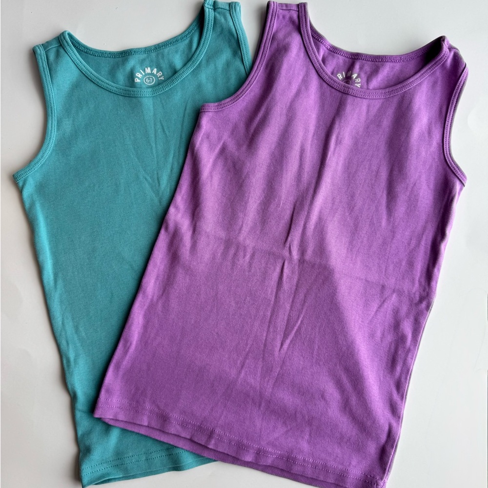 SET OF 2 - PRIMARY Kids Tank Top - Size 6-7 - LIKE NEW